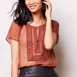 Anthropologie Meadow Rue Grasslands Copper Blouse